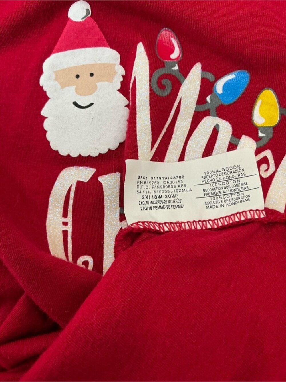 Christmas Tee Shirts Cotton Holiday Long Sleeve  Bundle  Red Women Plus Size 2X - Picture 8 of 15
